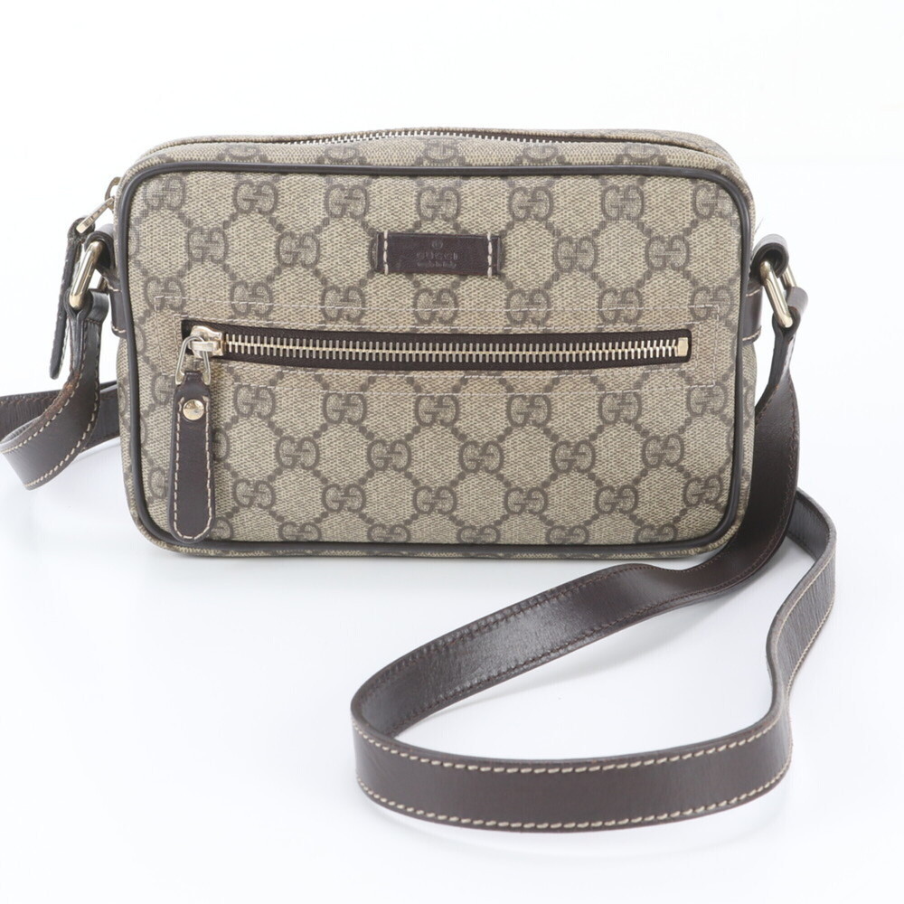 Gucci GG Supreme 201447 Leather Shoulder Bag Crossbody Brown Women's